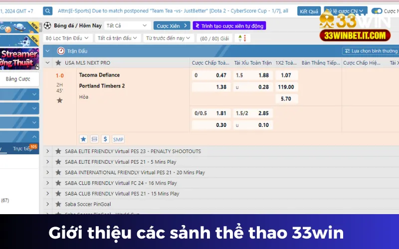 Sảnh cược thể thao 33win được ưa chuộng nhất 