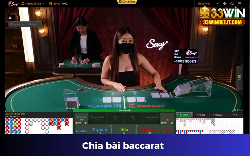 Hướng dẫn chơi bài baccarat tại 33WIN 