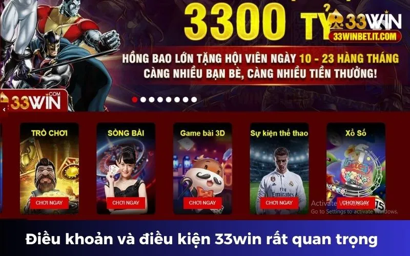 Điều khoản và điều kiện 33win rất quan trọng