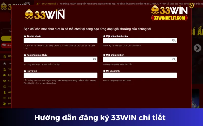 Hướng dẫn các bước đăng ký 33win chi tiết cho người mới