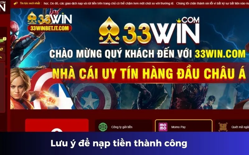 Lưu ý để nạp tiền thành công 