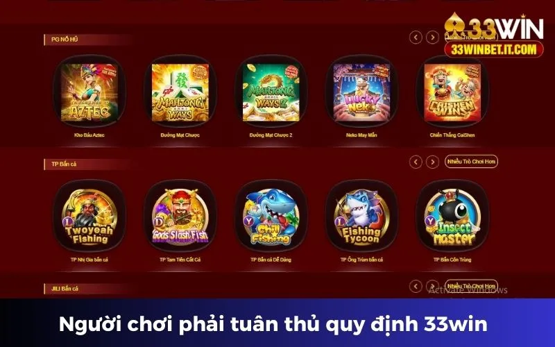 Người chơi cần tuân thủ theo chính sách miễn trừ trách nhiệm 33win