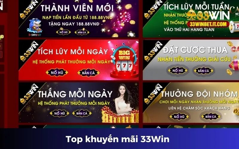 Top 5 chương trình khuyến mãi 33Win